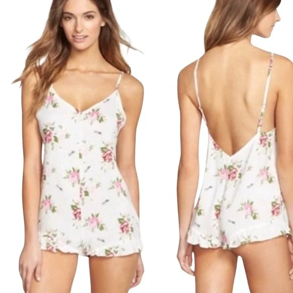 Wildfox Intimates Rose Floral romper pajama cottagecore - Picture 2 of 5